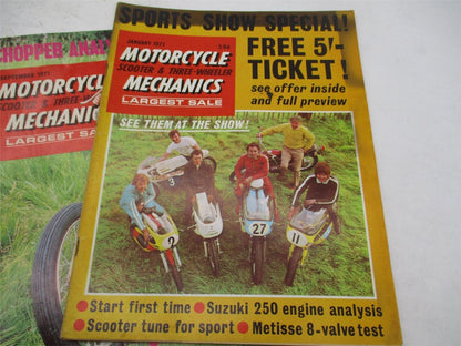 Lot of 4 1971 Vintage Motorcycle Mechanics Magazines Sep Jan Aug July 1971
