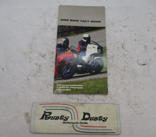 1988 BMW Dealer Sales Motorcycle Fact Book Guide K100 K75 R100 RT RS GS