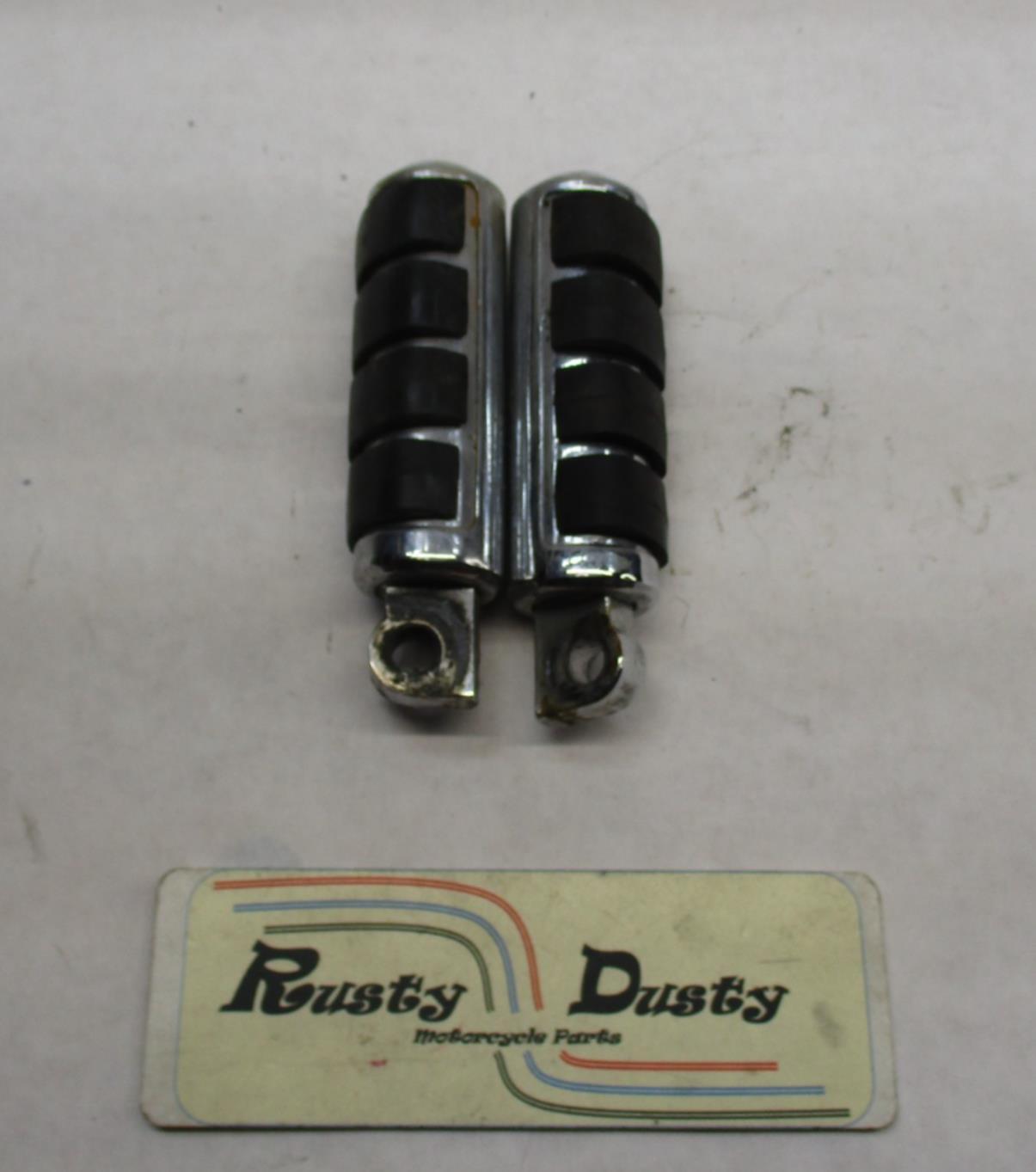 Harley Shovelhead Touring Highway Foot Peg Rests Ribbed Chrome Metal Rubber