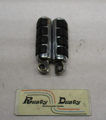 Harley Shovelhead Touring Highway Foot Peg Rests Ribbed Chrome Metal Rubber