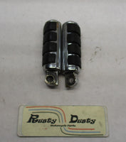 Harley Shovelhead Touring Highway Foot Peg Rests Ribbed Chrome Metal Rubber