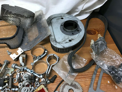Mixed Harley Shovelhead Parts Lot Grab Bag Air Filter Cleaner Spark Wires bolts