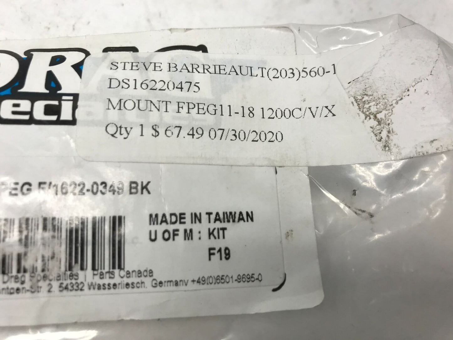 Harley Davidson Front Foot Peg Bracket Mount #1622-0475 Drag Specialties XL