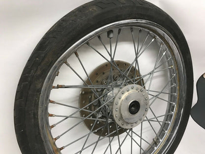 Harley Dyna 21in Front Wheel Rim T21-2.15 TLA w/ Tire & Rotor 44138-95  **BENT**