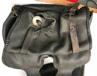 Set of Well Used Motorcycle Harley Leather Saddlebags Concho Style Black