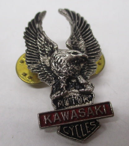 Kawasaki Silver & Red Motorcycle Bike Cruiser Rider Vest Jacket Eagle Metal Pin