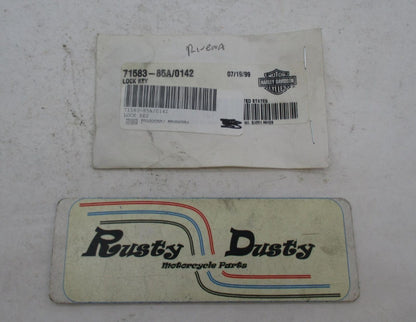 Harley Davidson Genuine NOS Lock Key 71583-85A Code: 0142