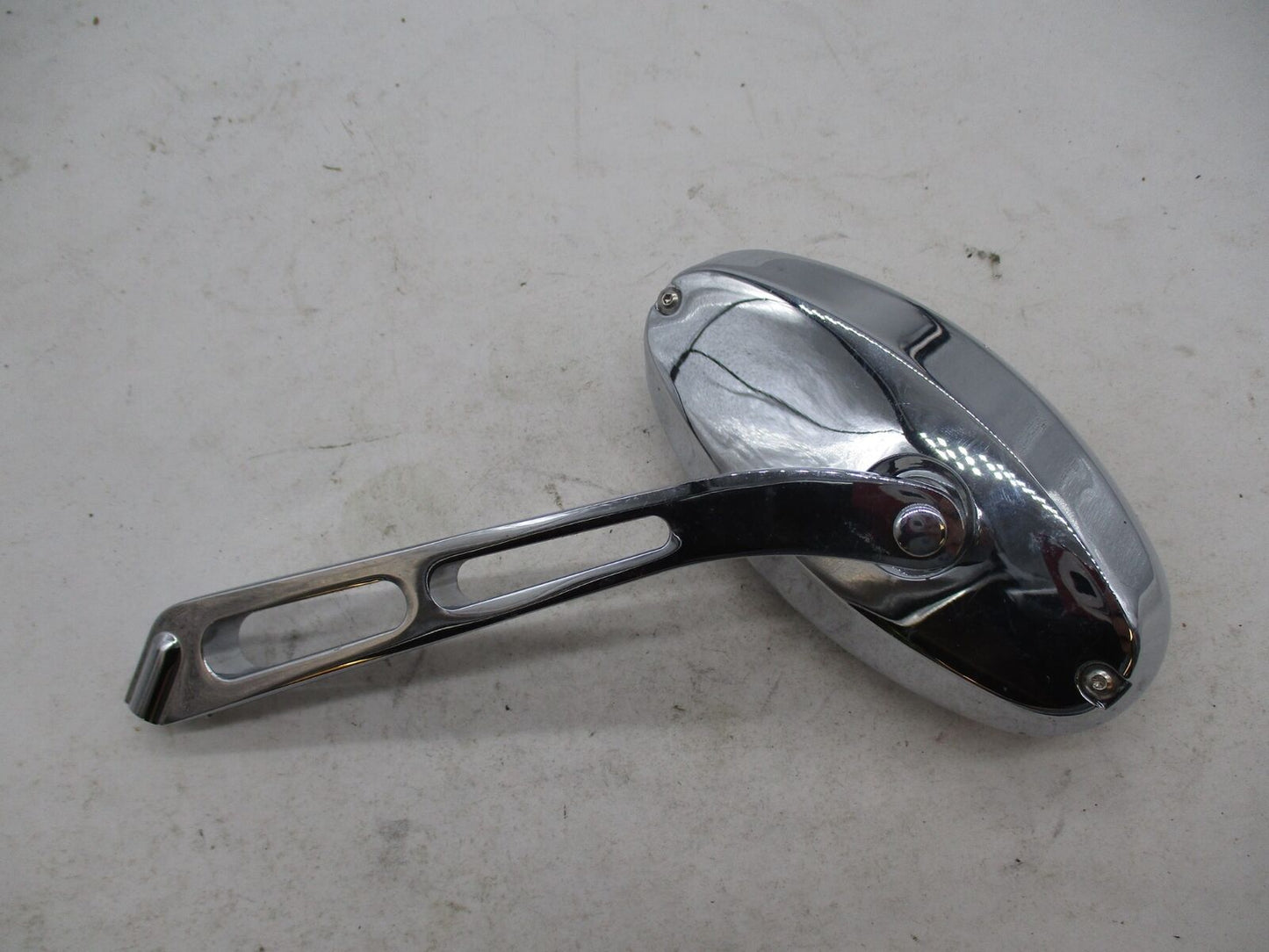 Harley Davidson Chrome Oval Slotted Stem Left Side Mirror
