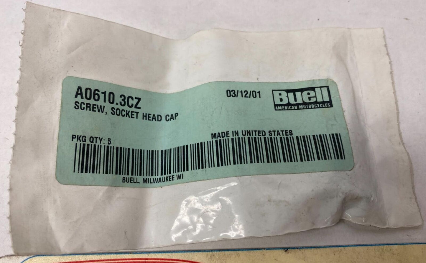 Harley Buell Socket Head Cap Screws Lot (5) A0610.3CZ