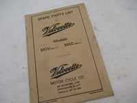 Velocette MOV 250cc and MAC 350cc Spare Parts List Manual Book F132/8R