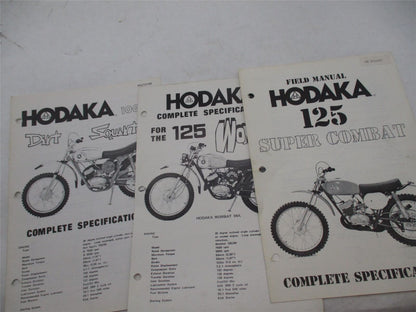 Lot of 3 Hodaka Specification Books Super 125 Combat Wombat Dirt Squirt 100