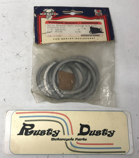 Twin Power 77-97 Sportster Sprocket Shaft Bearing Shims retaining Clips 60-3318
