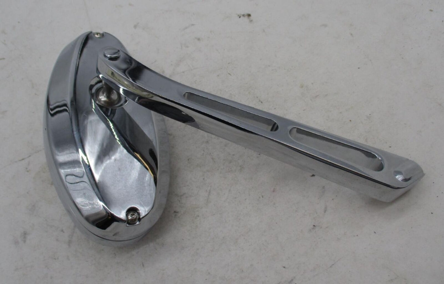 Harley Davidson Chrome Oval Slotted Stem Left Side Mirror