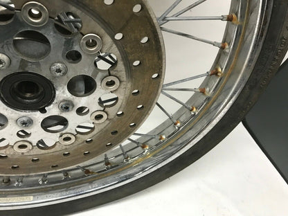 Harley Dyna 21in Front Wheel Rim T21-2.15 TLA w/ Tire & Rotor 44138-95  **BENT**