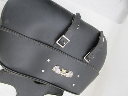 Set of Harley Davidson Universal Pleather Black Saddle Bags w/ Eagle Star Emblem