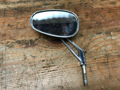 Harley Left side Mirror Chrome Oval Slotted Stem Style Chopper Nice Condition