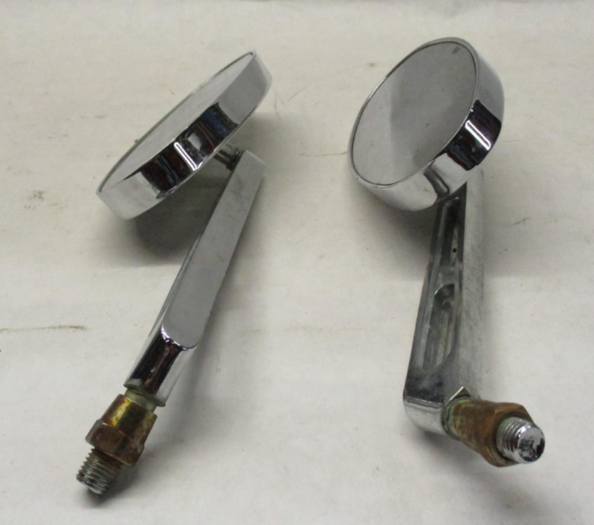 Harley Chrome Set Oval Custom Mirrors Slotted Sportster Softail Dyna