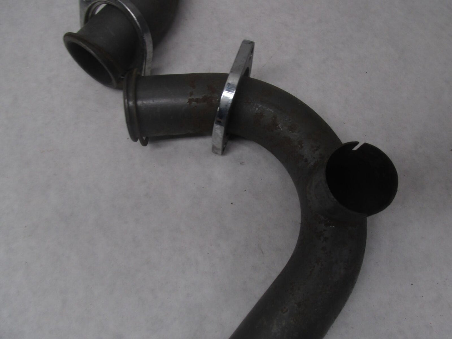 Pair of Vintage Motorcycle Exhaust Headers Twin Cylinder Benelli Guzzi?