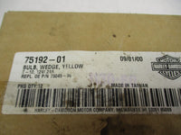 Harley NOS genuine Box of (12) Yellow Wedge Light Bulbs 12V/ .24A T-10 75192-01