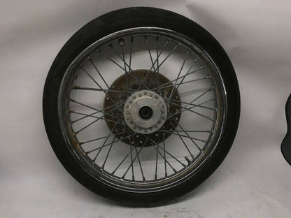 Harley Dyna 21in Front Wheel Rim T21-2.15 TLA w/ Tire & Rotor 44138-95  **BENT**