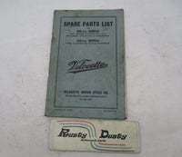 1971 Velocette 350 Viper Clubman and 500 MSS Venom Spare Parts List Book