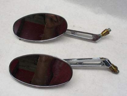Harley Chrome Set Oval Custom Mirrors Slotted Sportster Softail Dyna