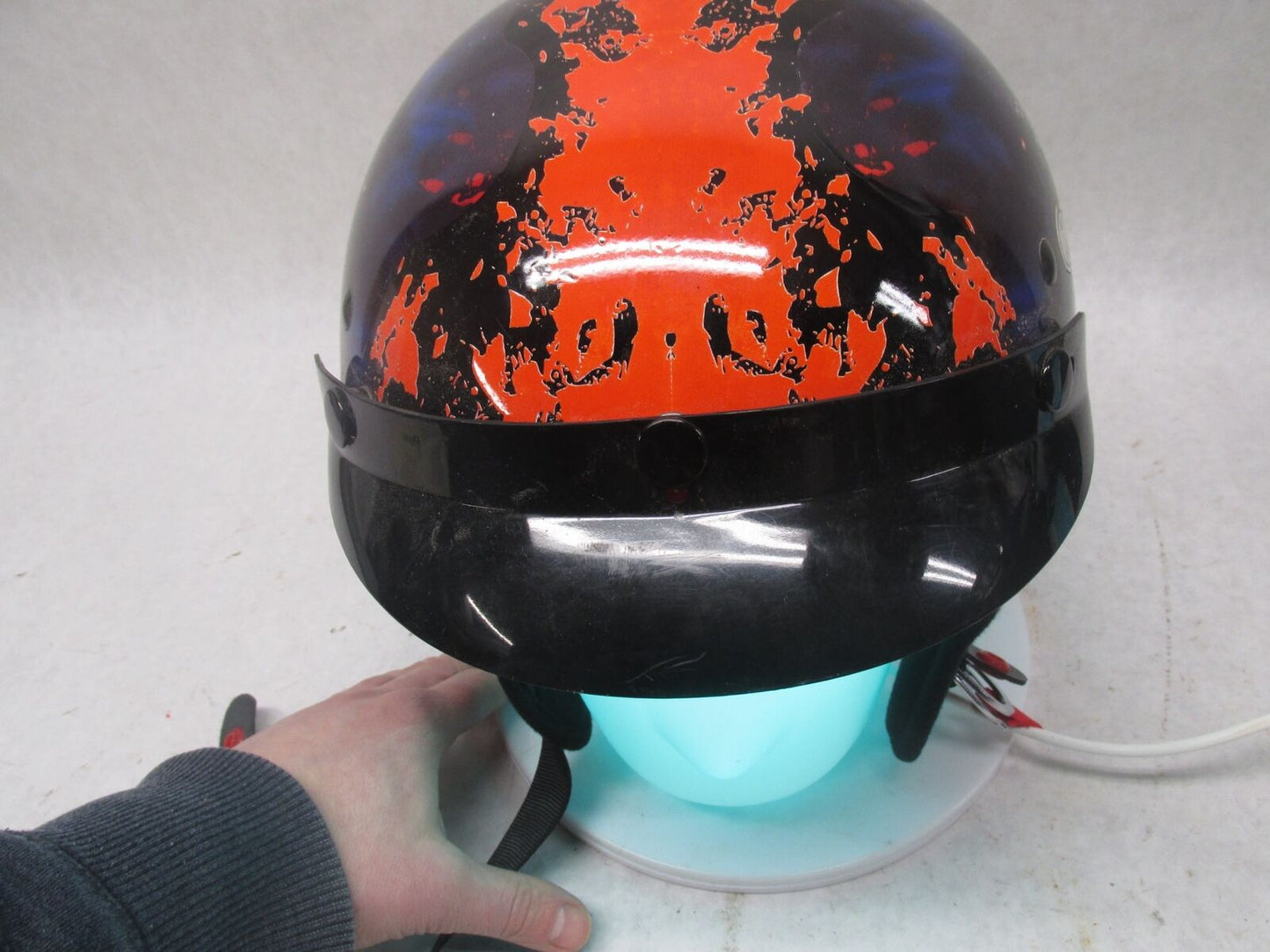 Outlaw Black and Red Large L T-70 Motorcycle Half Helmet 59-60cm