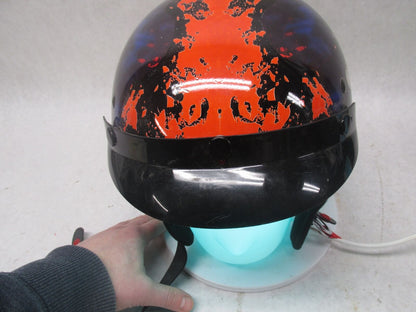 Outlaw Black and Red Large L T-70 Motorcycle Half Helmet 59-60cm