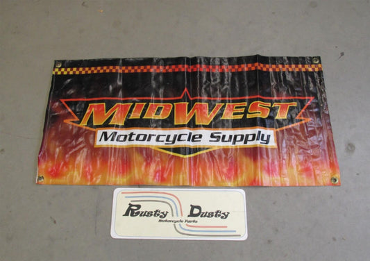 Vintage Mid West Motorcycle Supply Authorized Dealer Shop Banner 18" X 38"