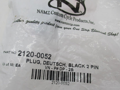 Namz Custom Cycle Products Black 2 Pin Deutsch Plug 2120-0052 Harley Davidson