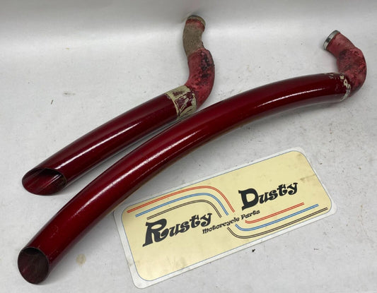 Harley Davidson Short Sweeping Staggered Exhaust Painted Red