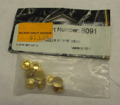 Set of 10 Kuryakyn  8091 Gold Studs Rivets w/ 3/16" head Harley Davidson