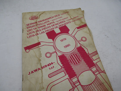 Jawa 1979-1980 Slovakia 350/634 5,6,8 Spare Parts List Catalog Supplement