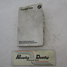 Vintage Original BMW of North America Motorcycle Technical Data Book