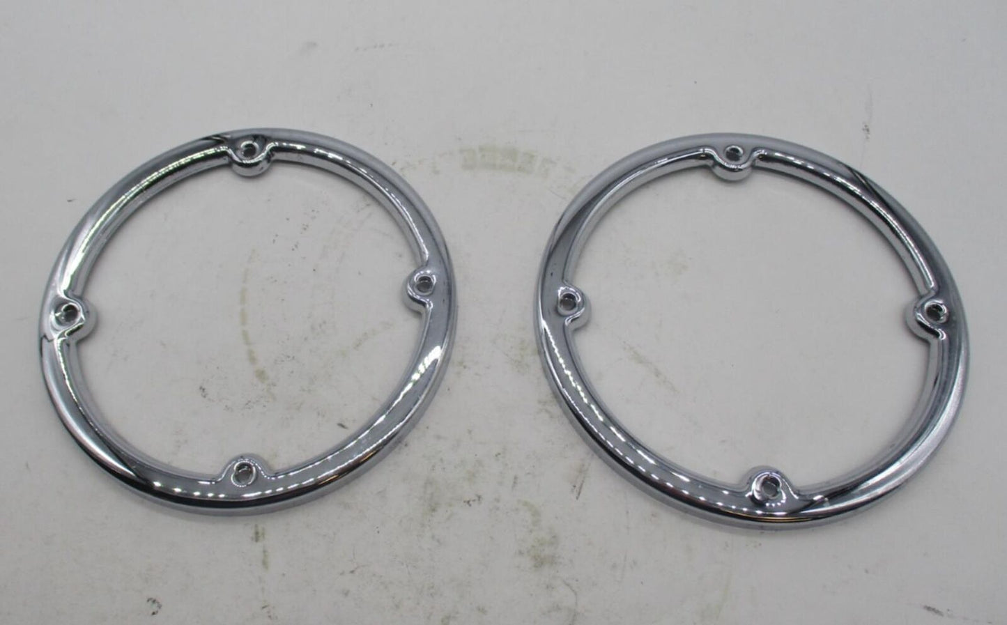 Pair of Harley Davidson Chrome Round Tour Pak Speaker Trim Rings 2014-22