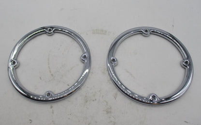 Pair of Harley Davidson Chrome Round Tour Pak Speaker Trim Rings 2014-22