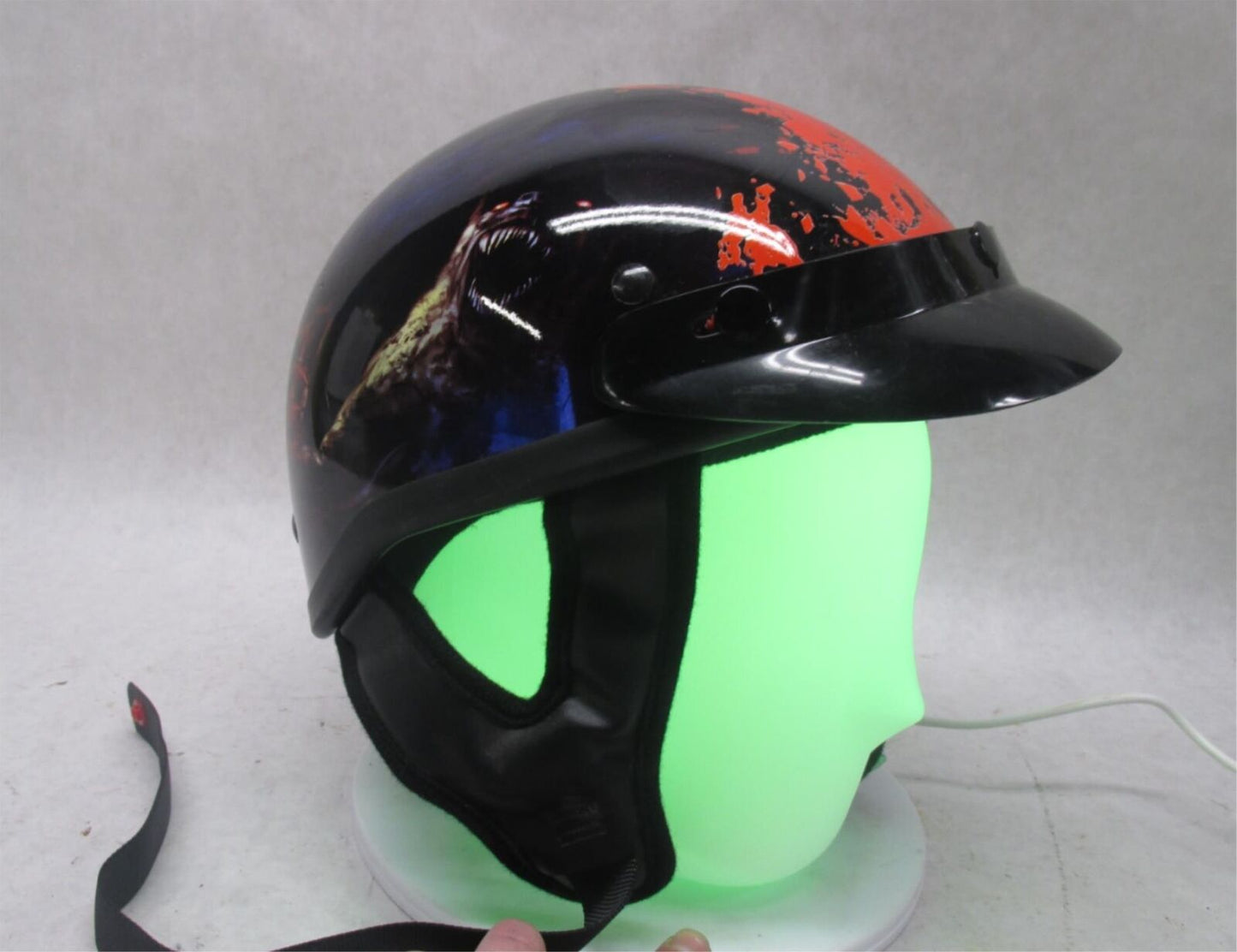 Outlaw Black and Red Medium M T-70 Motorcycle Half Helmet 57-58cm