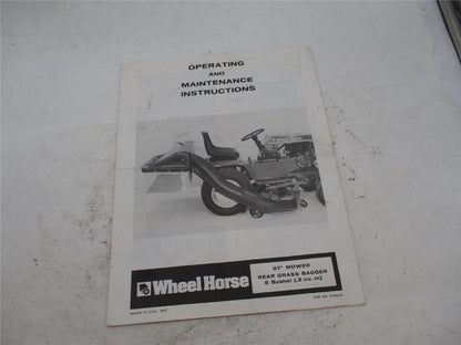 Wheel Horse 37" Mower Rear Grass Bagger Operating and Maintenance Instructions