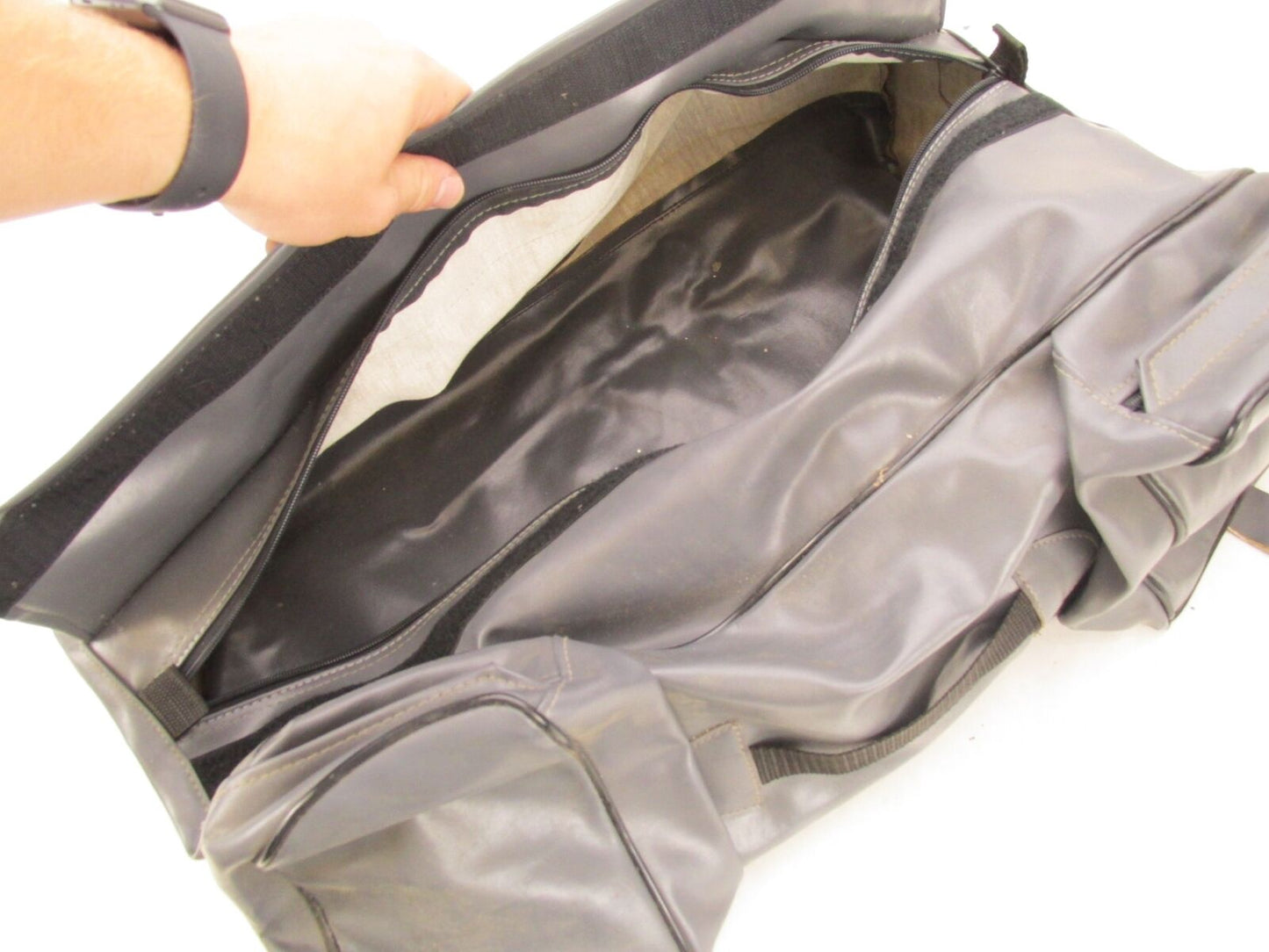 Vintage Add On Accessories Grey Motorcycle Universal Tail Duffel Travel Bag