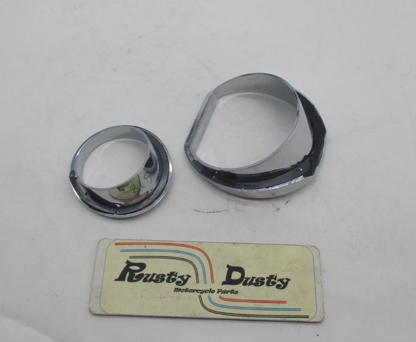 Mixed lot of 2 Harley Davidson Chrome Light Trim Rings w/ integrated visors
