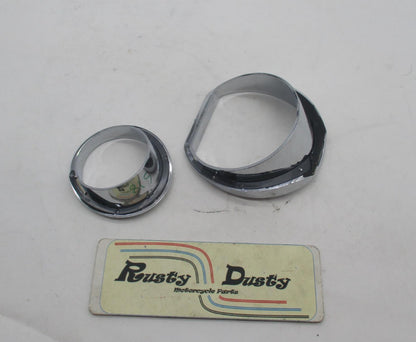 Mixed lot of 2 Harley Davidson Chrome Light Trim Rings w/ integrated visors