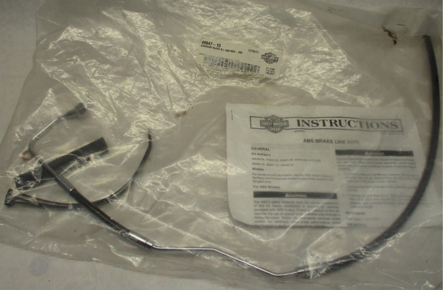 Harley Davidson Genuine NOS 48947-10 Diamond Black Brake Line Kit Abs Mid-489