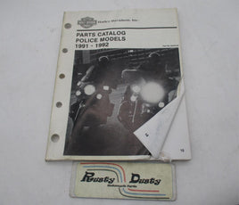 Harley Davidson Official Factory 1991 and 1992 Police Parts Catalog 99545-92