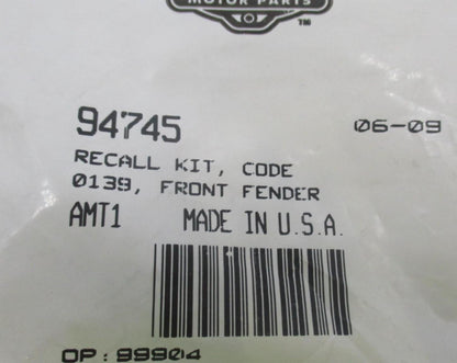 Harley Davidson Genuine NOS Front Fender Recall Kit 94745