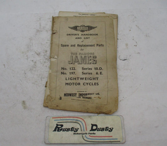Original The Famous James Motor Cycles 122 197 Driver's Handbook & Parts List