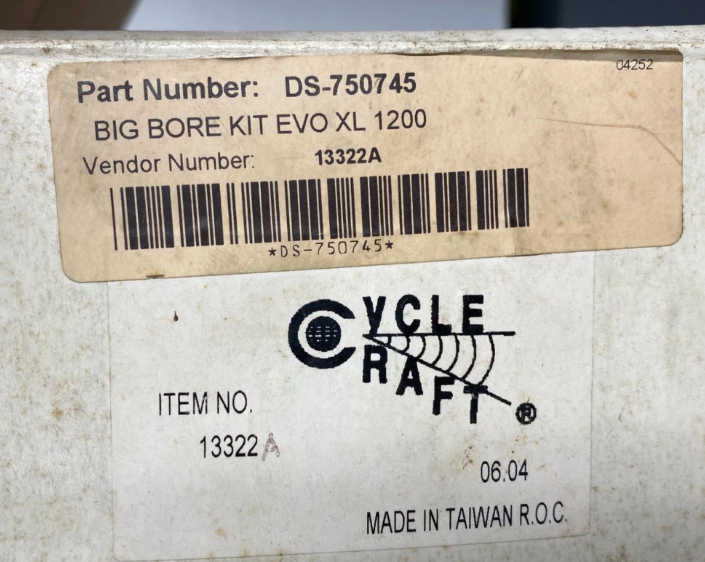 Harley Davidson Cycle Craft Big Bore Evo Kit XL 1200 DS-750745 13322A