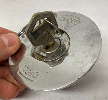Harley Davidson Vintage ZEL Chrome Locking Gas Cap Cover Lid w/ Key