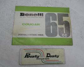 Vintage Original Benelli 65cc Cougar Operation and Maintenance Manual Book