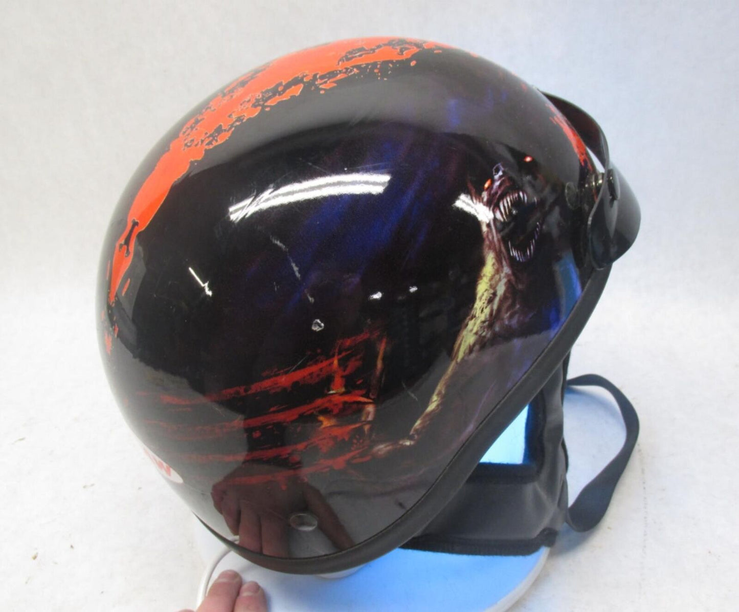 Outlaw Black and Red Medium M T-70 Motorcycle Half Helmet 57-58cm