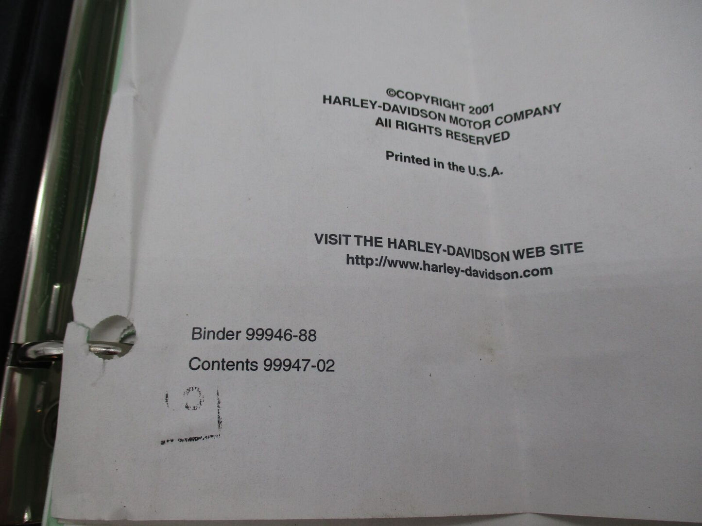 Harley Davidson Factory 2002 Pre Delivery Set Up Manual Instructions 99947-02